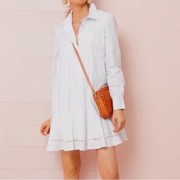 Tuckernuck Malibu Mornings Lace Inset Callahan Shirt Dress Sz S White Nice! - Picture 2 of 7